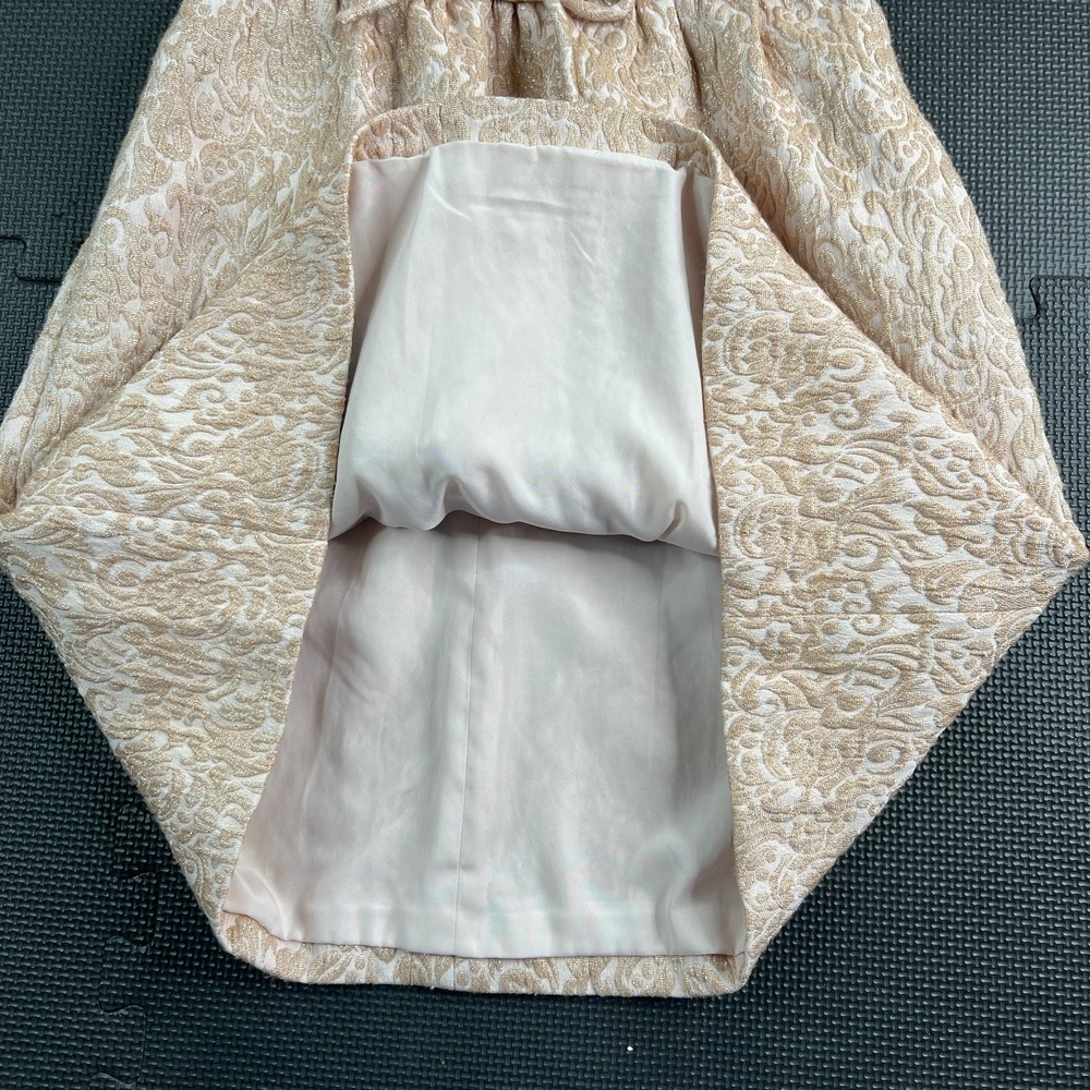REISS‎ Rose Gold Melanie Jacquard Party Dress Sz 4 Tie Waist Cocktail Wedding - Picture 14 of 16